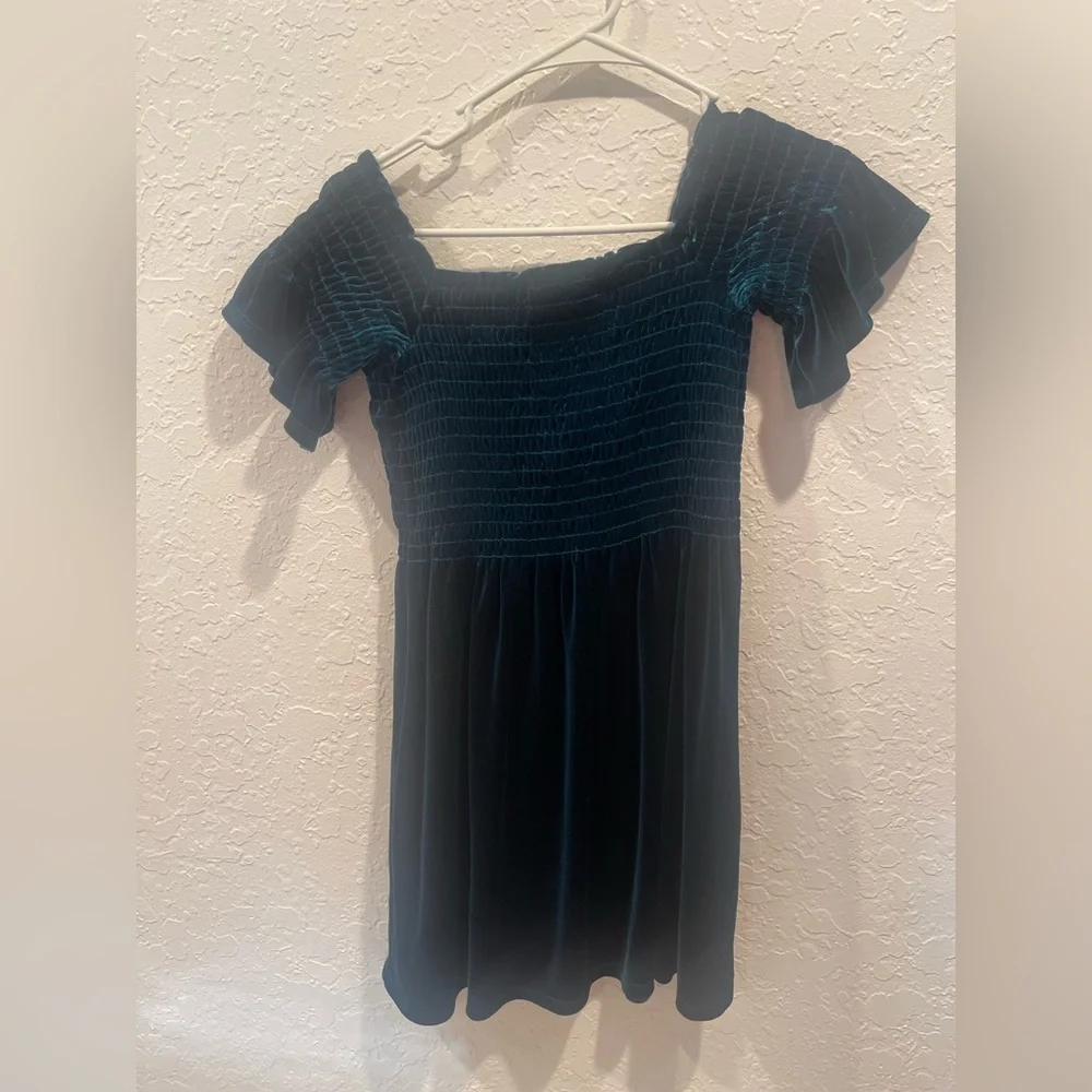 URBAN Outfitters Clara Off The Shoulder Velvet Smocked Dress